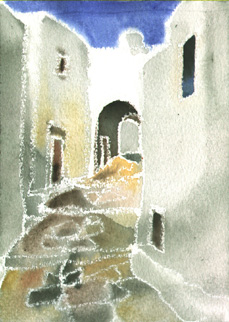 Amorgos. Arch street in Hora 7.5 x 5.5 inches